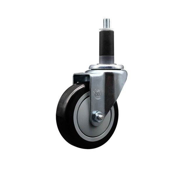 Service Caster 4'' Black Poly Wheel Swivel 1-1/8'' Expanding Stem Caster SCC-EX20S414-PPUB-BLK-118 - main